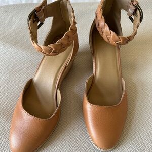 Lucky Brand Brown leather strapped wedges